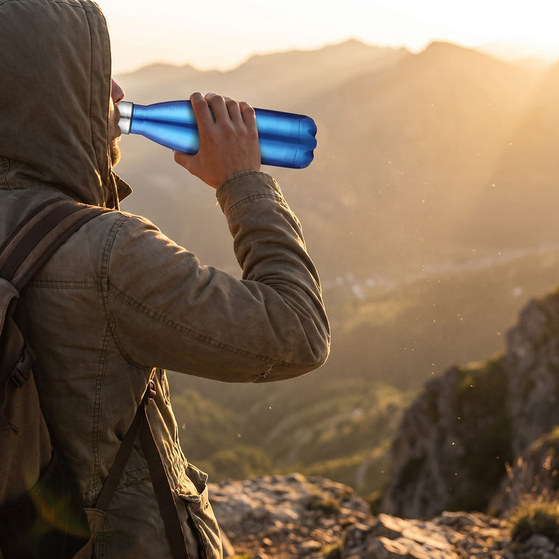 Double Wall Steel Flask for Hot and Cold Hiking Drinks - product view 3 | Buffalo Gears