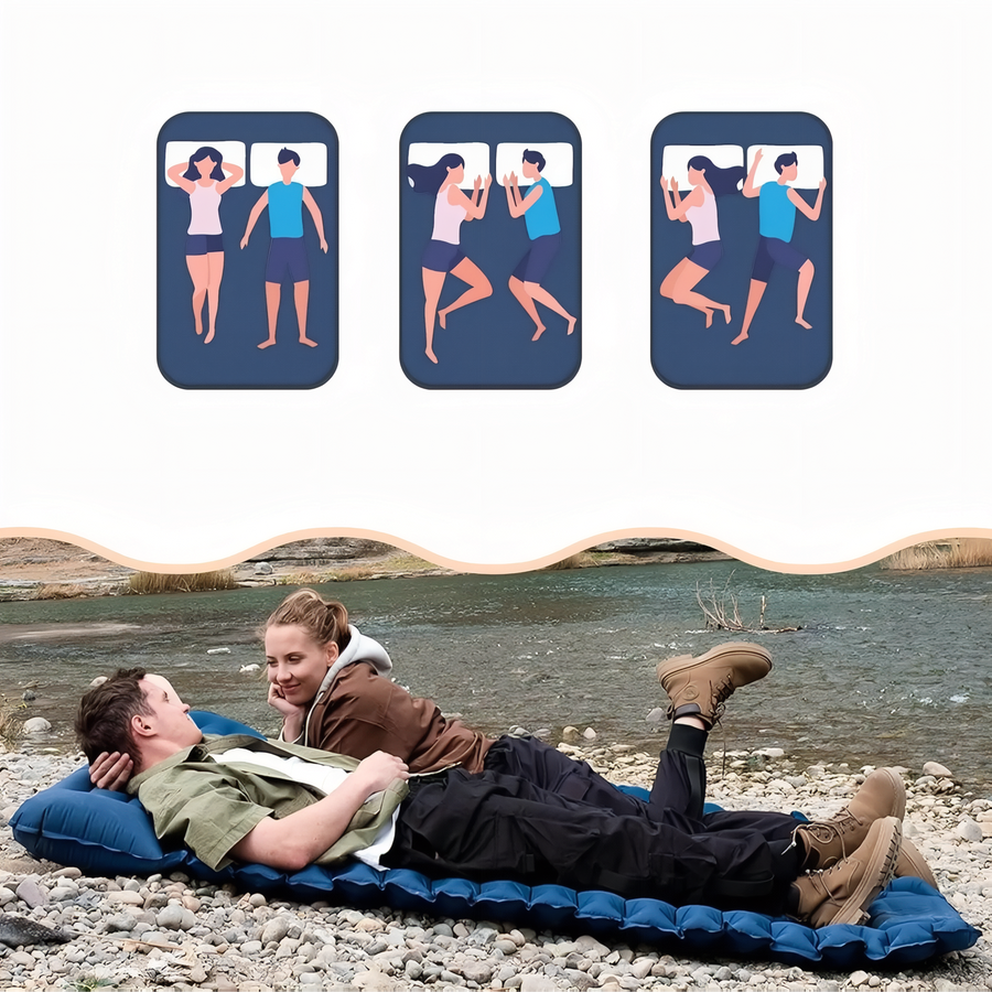Double Width Inflatable Camping Mat with Pillows - product view 9 | Buffalo Gears