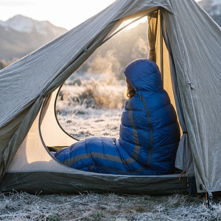 Down Sleeping Bag Rated to Minus 7°C, Lightweight Mummy - product view 2 | Buffalo Gears