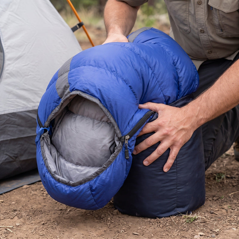 Down Sleeping Bag Rated to Minus 7°C, Lightweight Mummy - product view 4 | Buffalo Gears