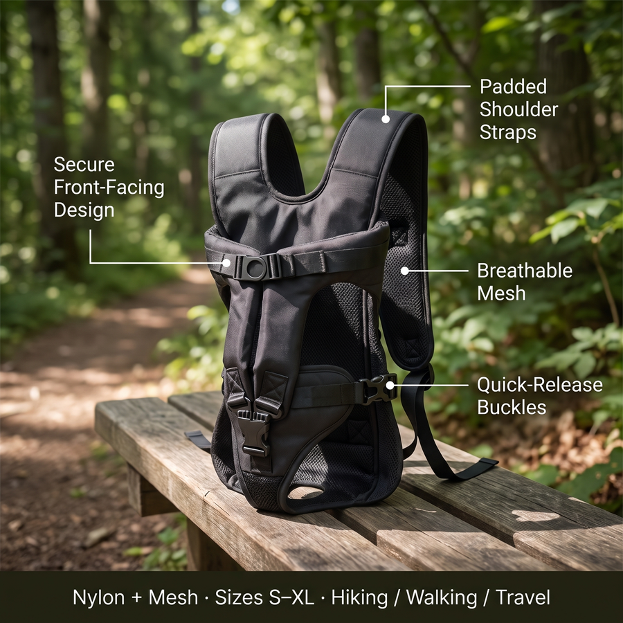 Ergonomic Front Carrier Harness for Hiking with Small Dogs - product view 2 | Buffalo Gears