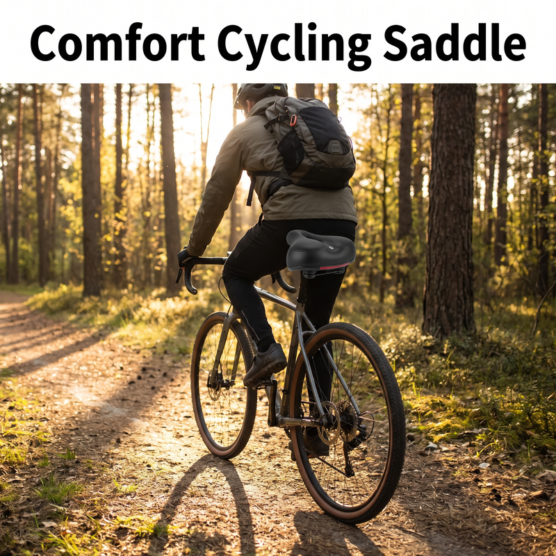 Extra-Wide Memory Foam Bicycle Saddle for Longer Rides - product view 3 | Buffalo Gears