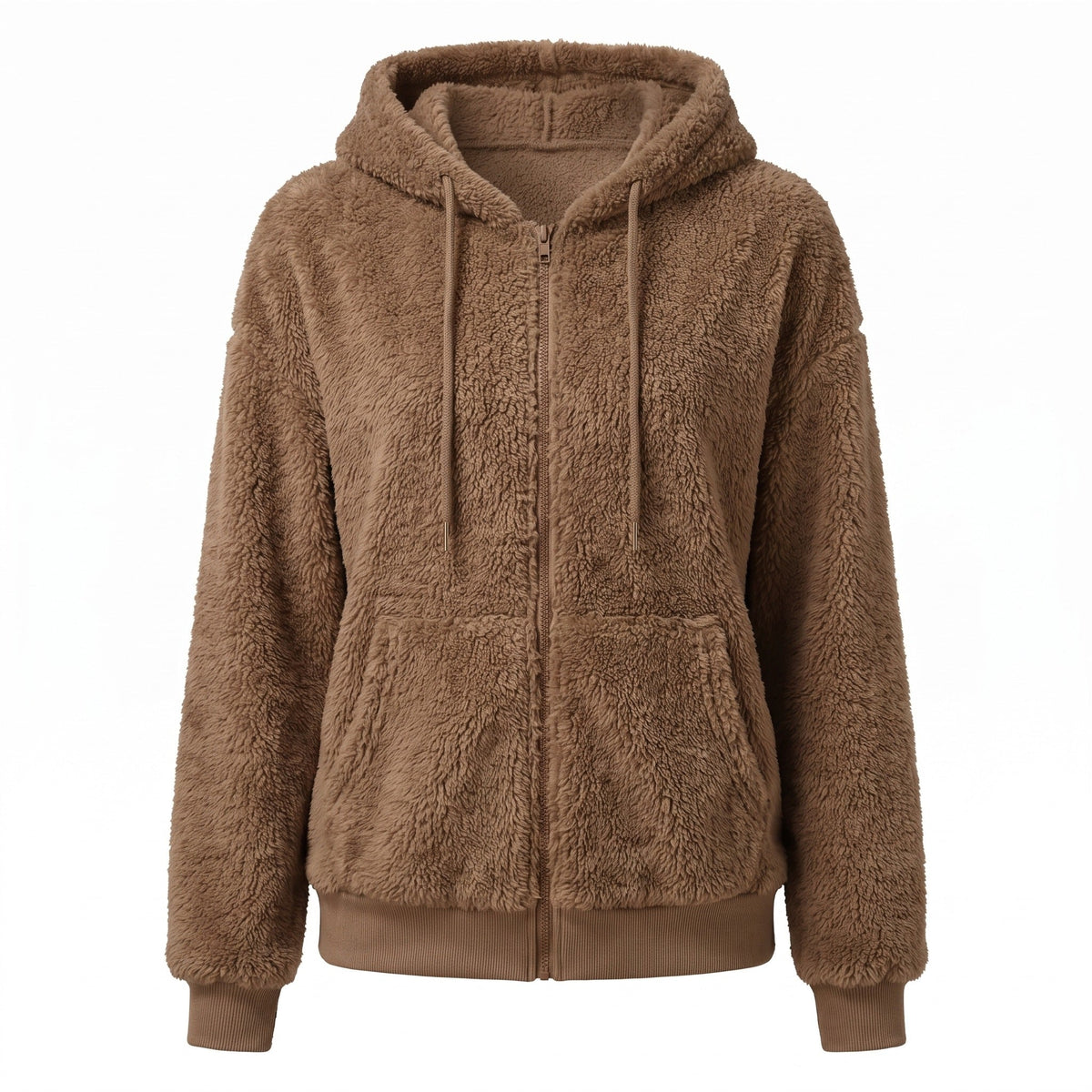 Faux Fur Hooded Jacket for Women, Loose Mid Length - product view 1 | Buffalo Gears