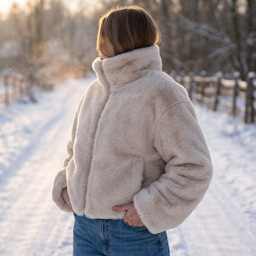 Faux Fur Overcoat for Women with Stand Collar - product view 2 | Buffalo Gears