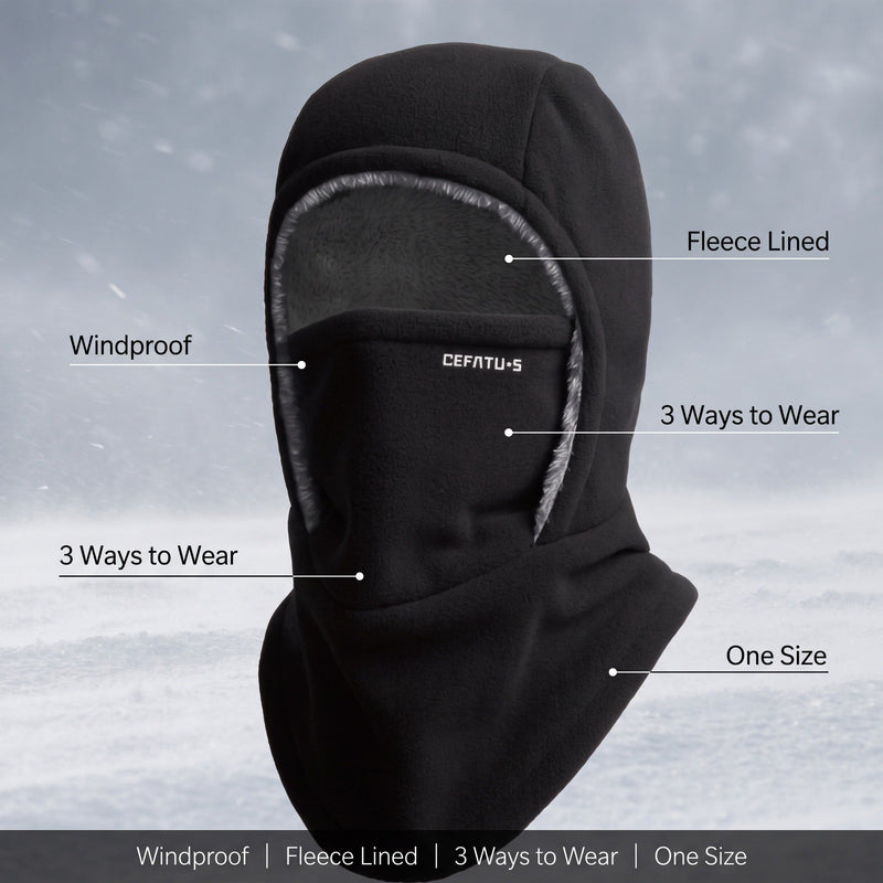 Fleece Balaclava Worn as Hood, Face Mask or Neck Warmer - product view 2 | Buffalo Gears