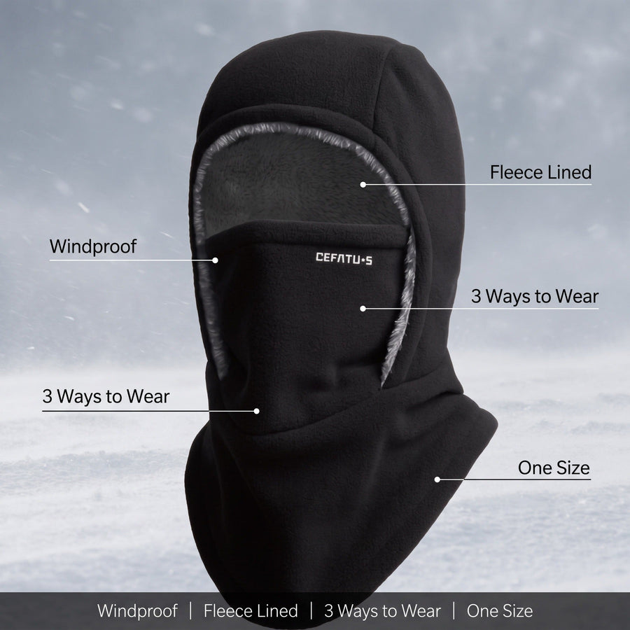 Fleece Balaclava Worn as Hood, Face Mask or Neck Warmer - product view 2 | Buffalo Gears