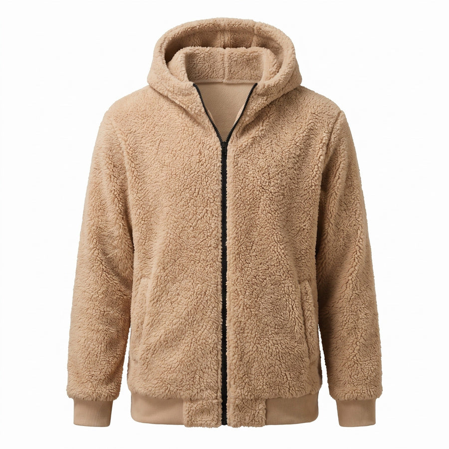 Fleece Lined Hooded Jacket for Men, Loose Sport Cut - product view 1 | Buffalo Gears
