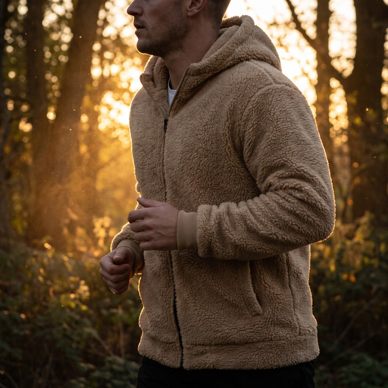 Fleece Lined Hooded Jacket for Men, Loose Sport Cut - product view 2 | Buffalo Gears