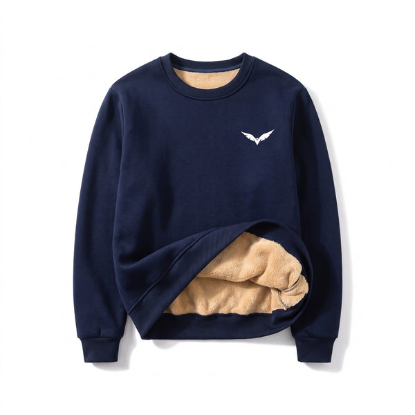 Fleece Lined Sweatshirt for Men with Wing Print