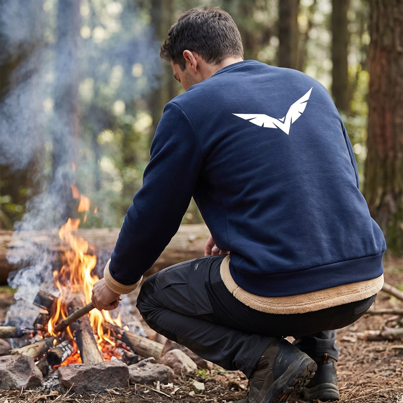 Fleece Lined Sweatshirt for Men with Wing Print - product view 4 | Buffalo Gears