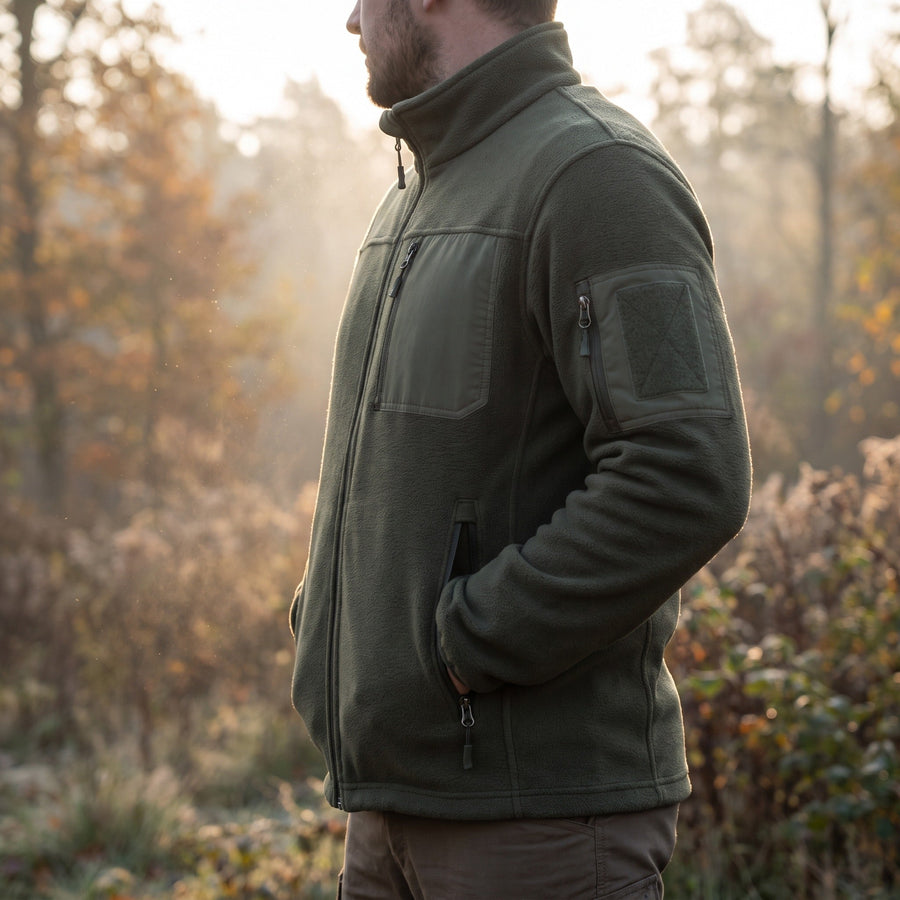 Fleece Lined Tactical Pullover for Men, Side Zip Pockets - product view 2 | Buffalo Gears