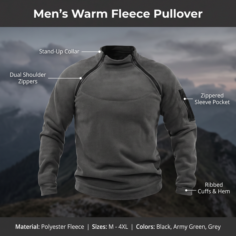 Fleece Pullover with Stand-Up Collar and Vents - product view 3 | Buffalo Gears