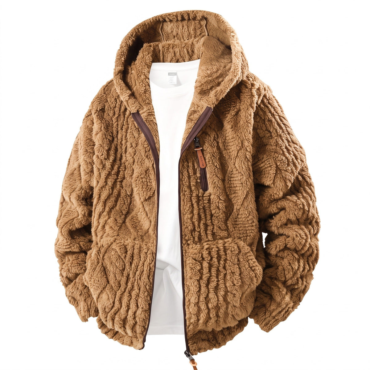 Fluffy Fleece Jacket for Men with Zip Up Hood - product view 1 | Buffalo Gears