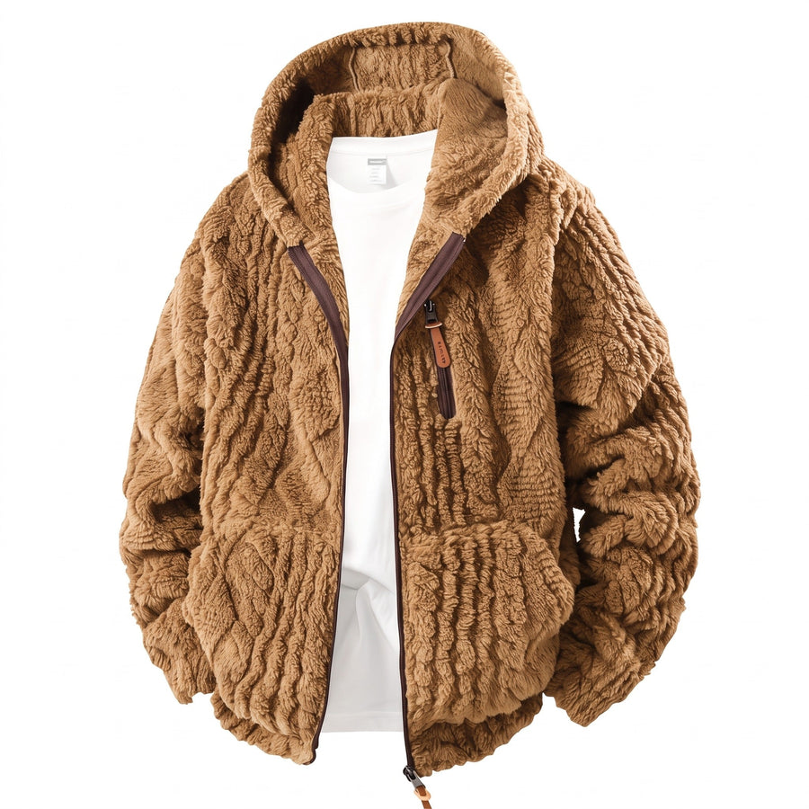 Fluffy Fleece Jacket for Men with Zip Up Hood - product view 1 | Buffalo Gears