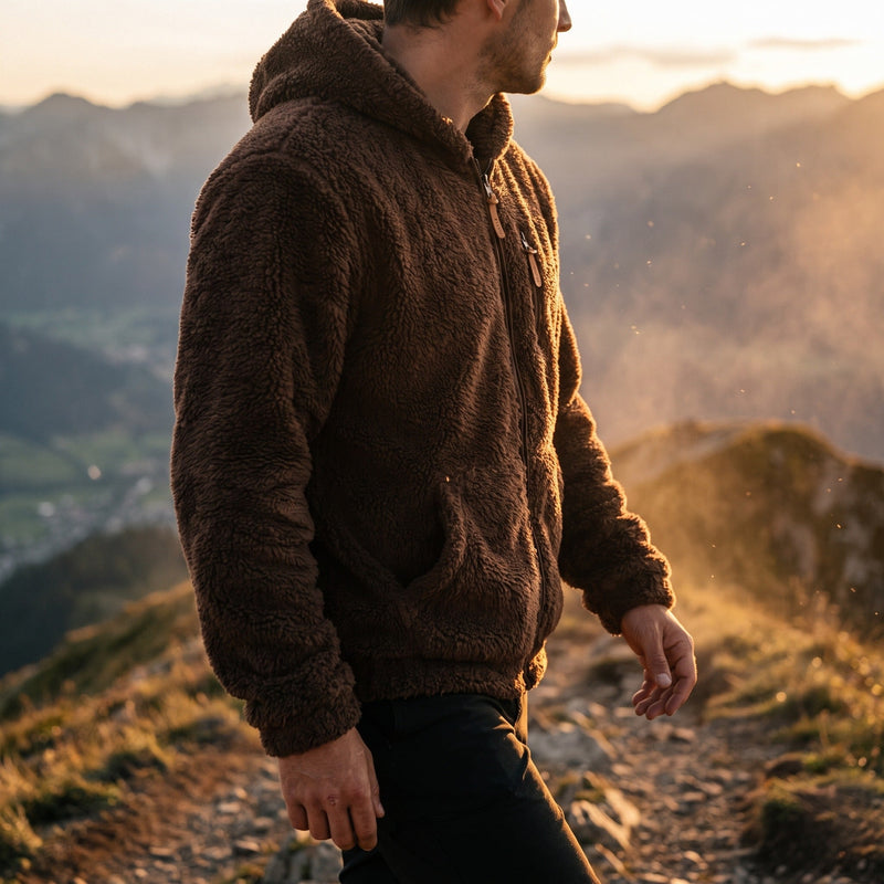 Fluffy Fleece Jacket for Men with Zip Up Hood - product view 2 | Buffalo Gears