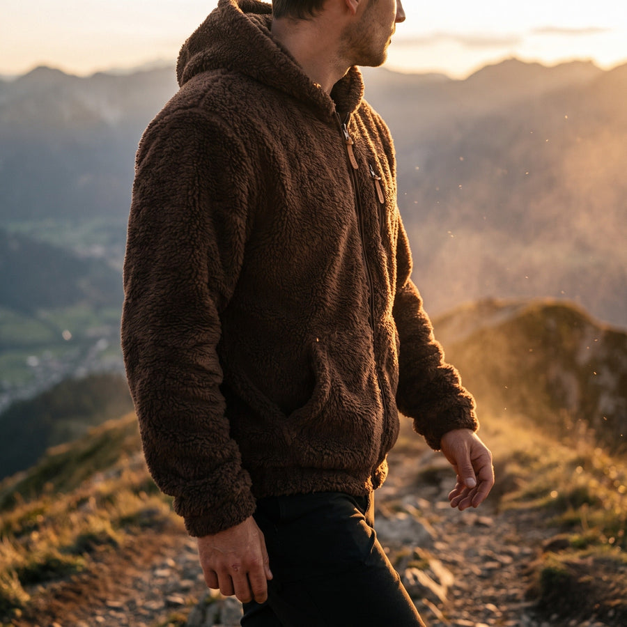 Fluffy Fleece Jacket for Men with Zip Up Hood - product view 2 | Buffalo Gears