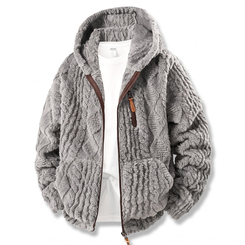 Fluffy Fleece Jacket for Men with Zip Up Hood - product view 8 | Buffalo Gears
