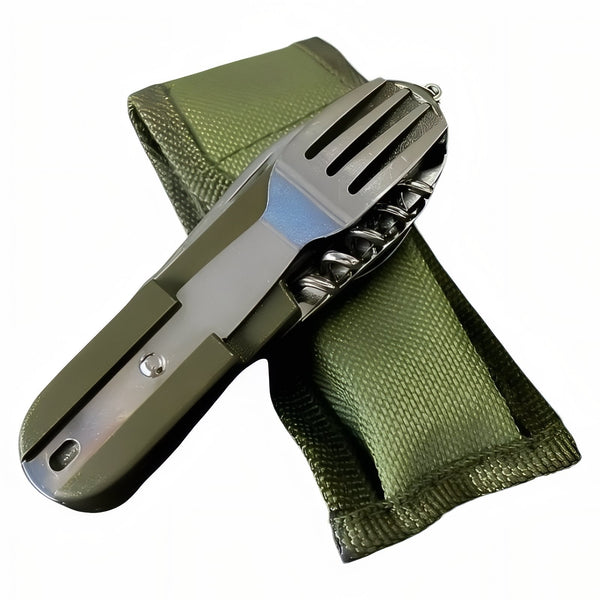 Foldable 7-in-1 Stainless Steel Camping Utensil and Multi-Tool