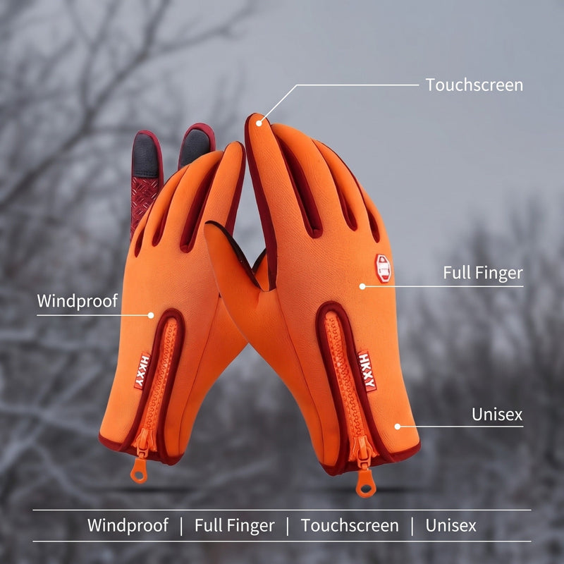 Full Finger Windproof Gloves in Bright Orange, Unisex - product view 2 | Buffalo Gears