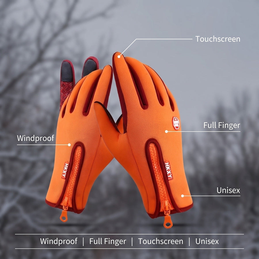 Full Finger Windproof Gloves in Bright Orange, Unisex - product view 2 | Buffalo Gears