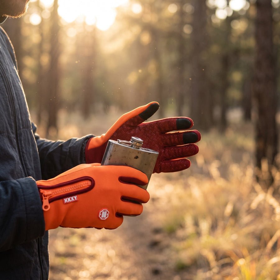 Full Finger Windproof Gloves in Bright Orange, Unisex - product view 3 | Buffalo Gears