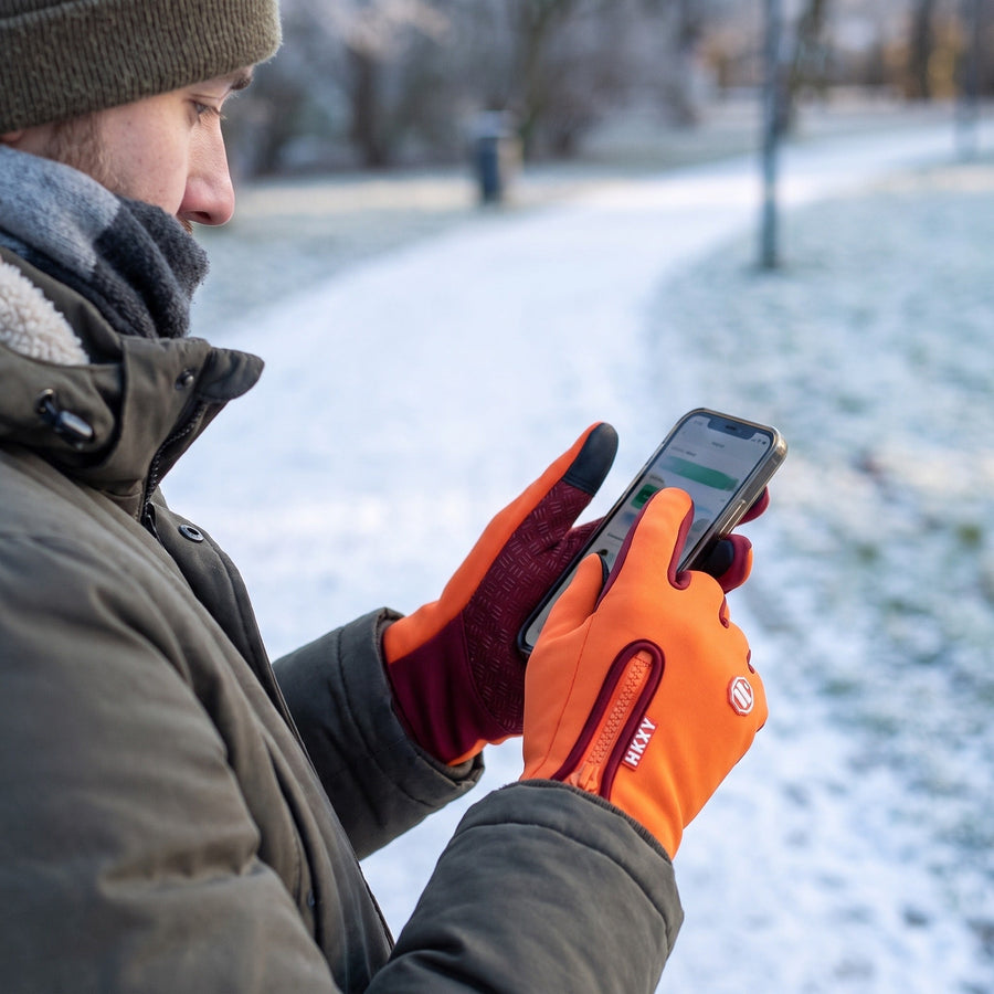 Full Finger Windproof Gloves in Bright Orange, Unisex - product view 5 | Buffalo Gears