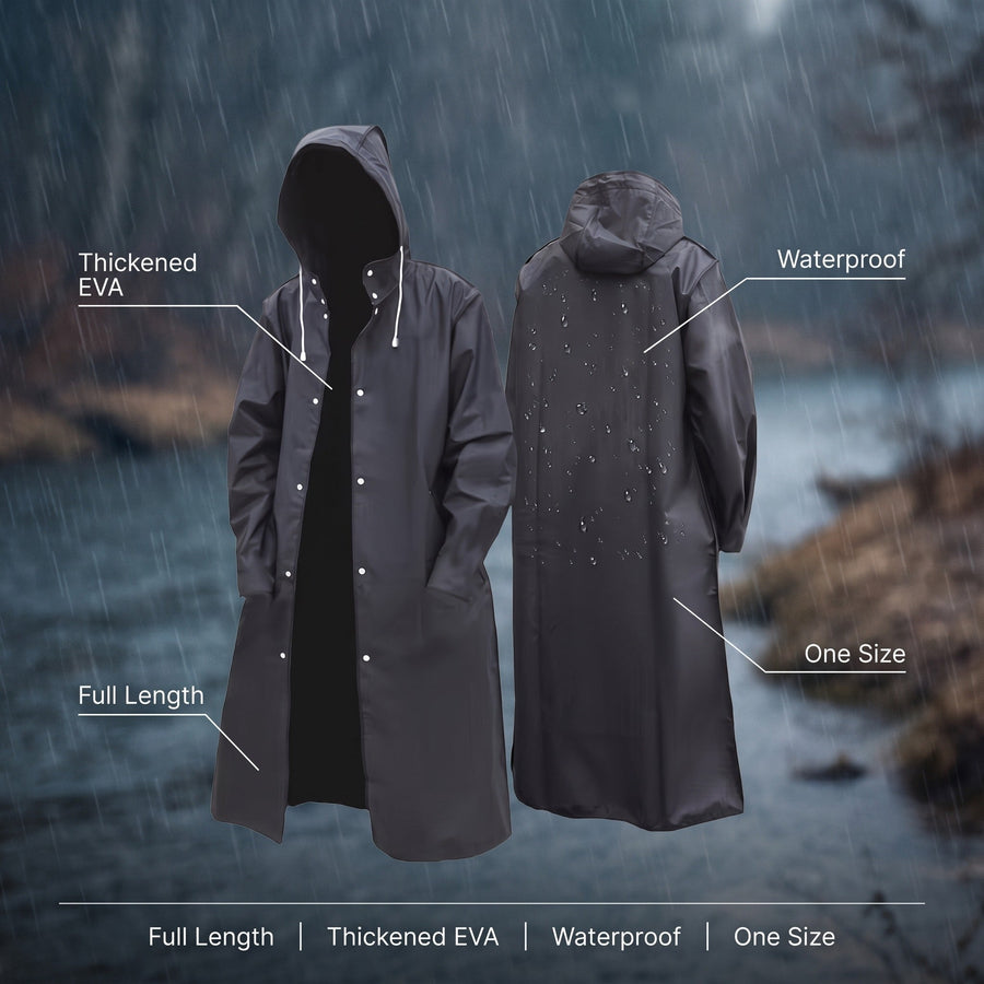 Full Length EVA Rain Coat for Adults, Unisex Fit - product view 2 | Buffalo Gears