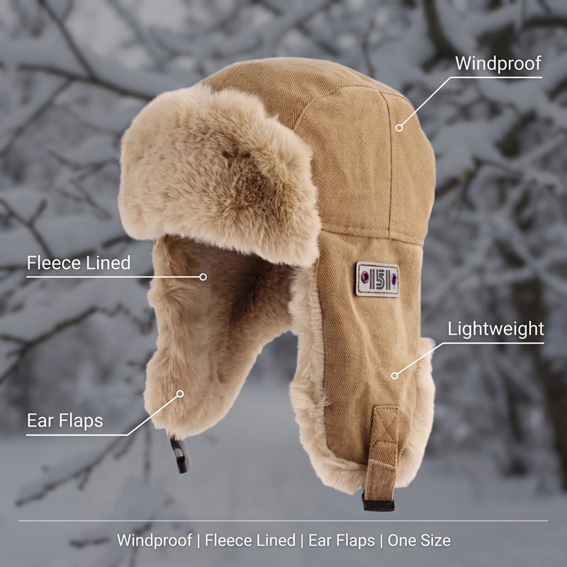 Fur Lined Trapper Hat with Adjustable Fastening Ear Flaps - product view 2 | Buffalo Gears