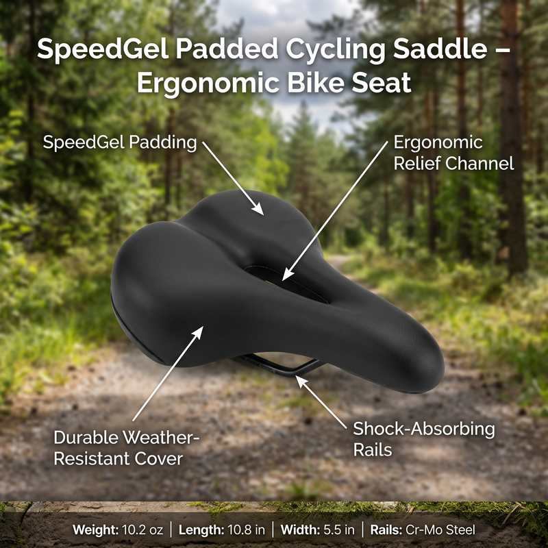 Gel-Cushioned Ergonomic Bicycle Saddle for Longer Rides - product view 3 | Buffalo Gears