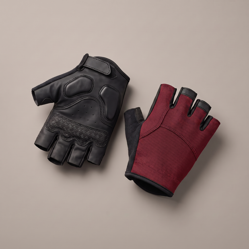 Gel-Padded Half-Finger Cycling Gloves Breathable Mesh Grip - Red | Buffalo Gears