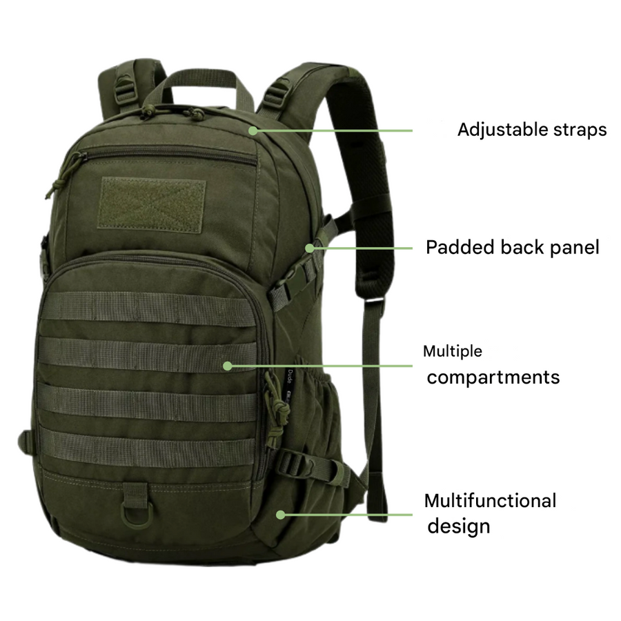 25-Litre Tactical Backpack MOLLE Water-Resistant Hiking Day Pack – product view 3 | Buffalo Gears