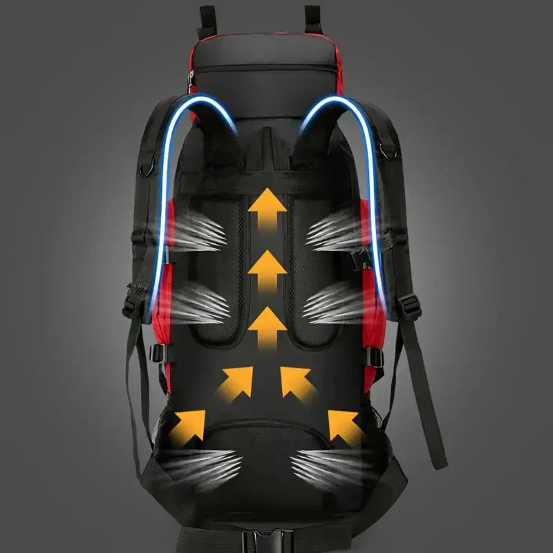 90-Litre Waterproof Hiking Backpack High-Capacity Travel Camping Pack – product view 13 | Buffalo Gears