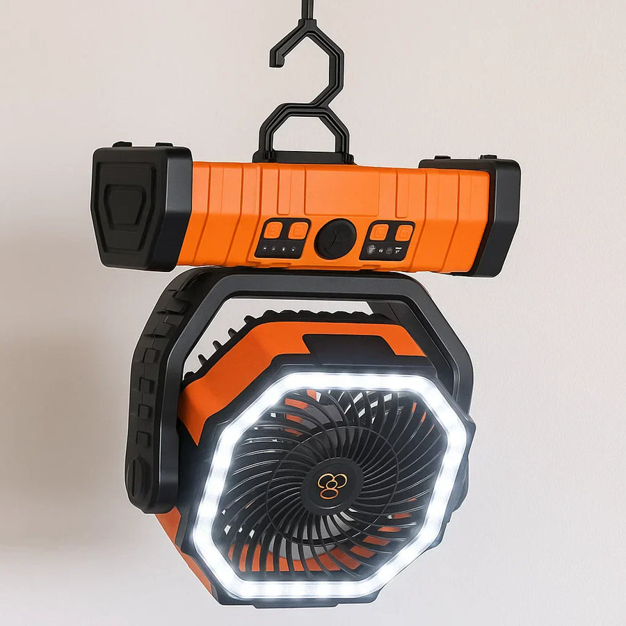 Camping Fan with Light Rechargeable 3 in 1 Compact Outdoor – product view 2 | Buffalo Gears