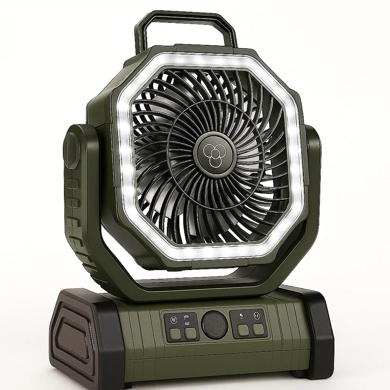 Camping Fan with Light Rechargeable 3 in 1 Compact Outdoor – product view 4 | Buffalo Gears
