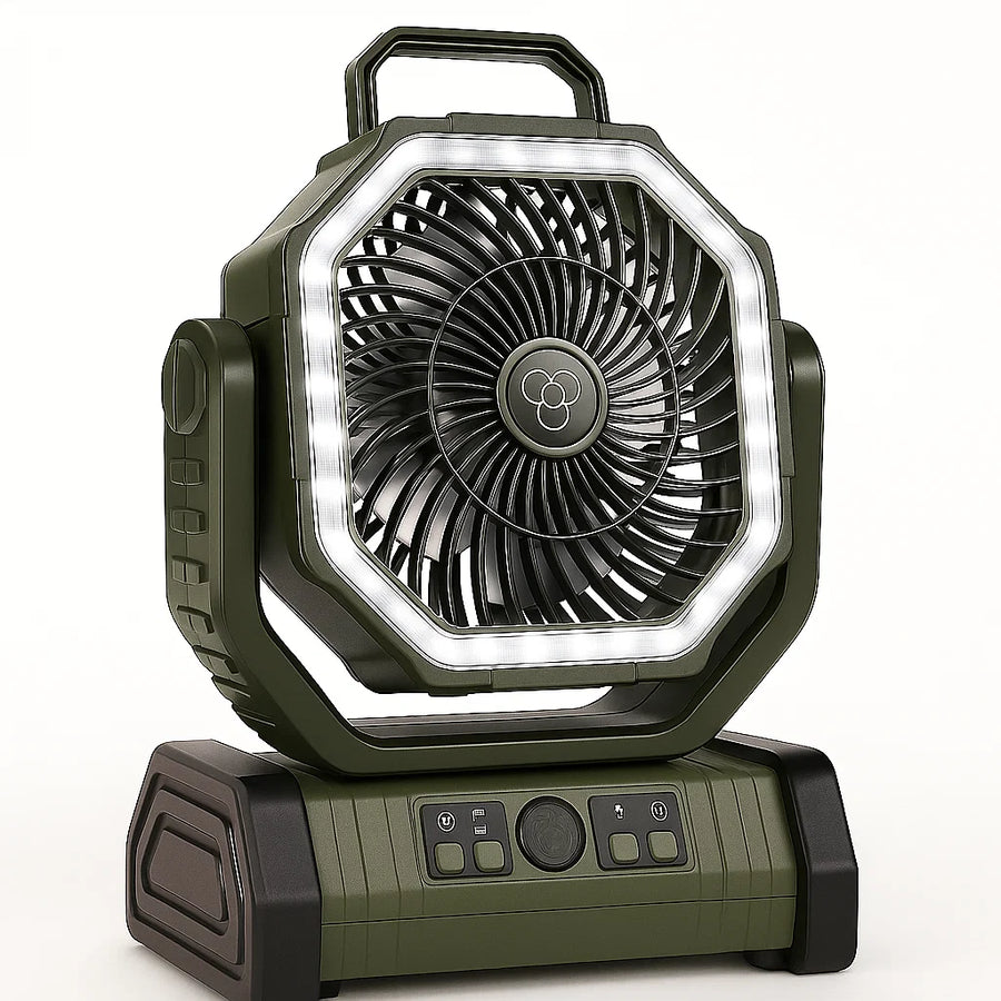 Camping Fan with Light Rechargeable 3 in 1 Compact Outdoor – product view 4 | Buffalo Gears