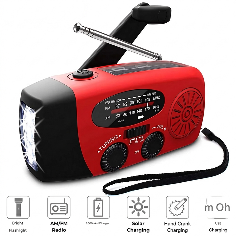 Emergency Radio Power Bank Torch Solar Hand Crank Weather – product view 4 | Buffalo Gears
