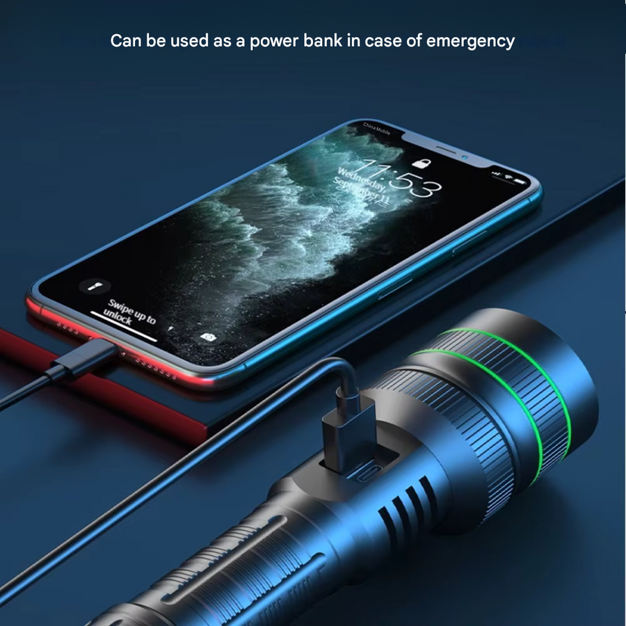 High-Lumen LED Torch Zoomable Long Range Rechargeable – product view 4 | Buffalo Gears