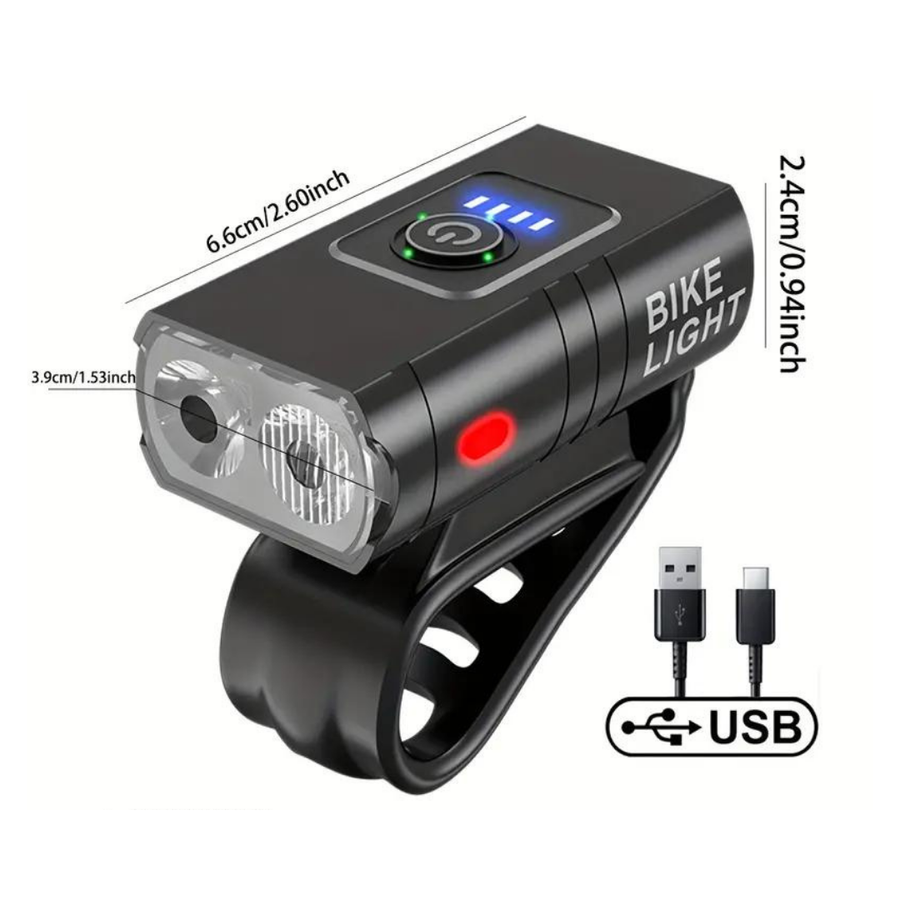LED Bicycle Light Set USB Rechargeable 1000 Lumen Front 500 Rear – product view 3 | Buffalo Gears