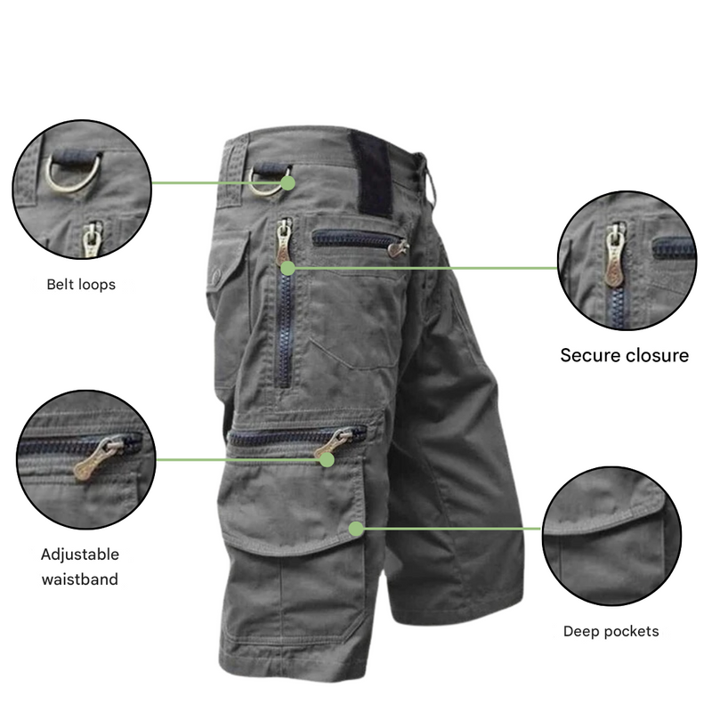 Men's Cargo Shorts Quick-Drying Stretch Outdoor Zip Pockets – product view 2 | Buffalo Gears