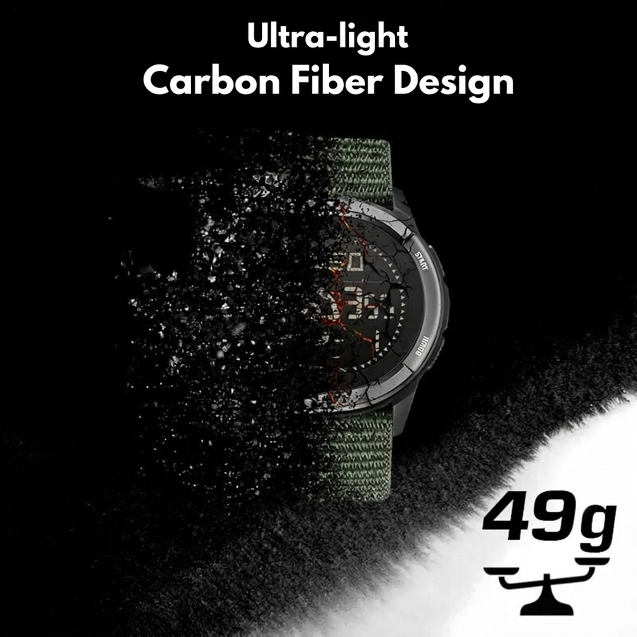 Men's Digital Outdoor Watch Water-Resistant Carbon Fibre Sports – product view 4 | Buffalo Gears