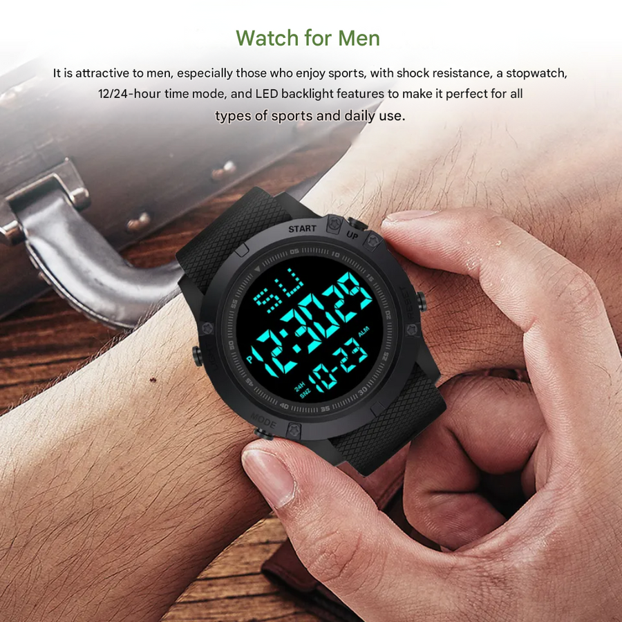 Men's Digital Outdoor Watch Water-Resistant Sports Wristwatch – product view 3 | Buffalo Gears