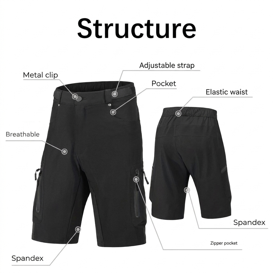 Men's MTB Cycling Shorts Cargo Pockets Quick-Drying Bike – product view 10 | Buffalo Gears