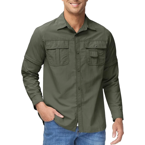 Men's Outdoor Shirt Zip Off Sleeves Quick-Drying UV-Protection