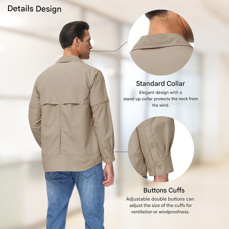 Men's Outdoor Shirt Zip Off Sleeves Quick-Drying UV-Protection – product view 10 | Buffalo Gears