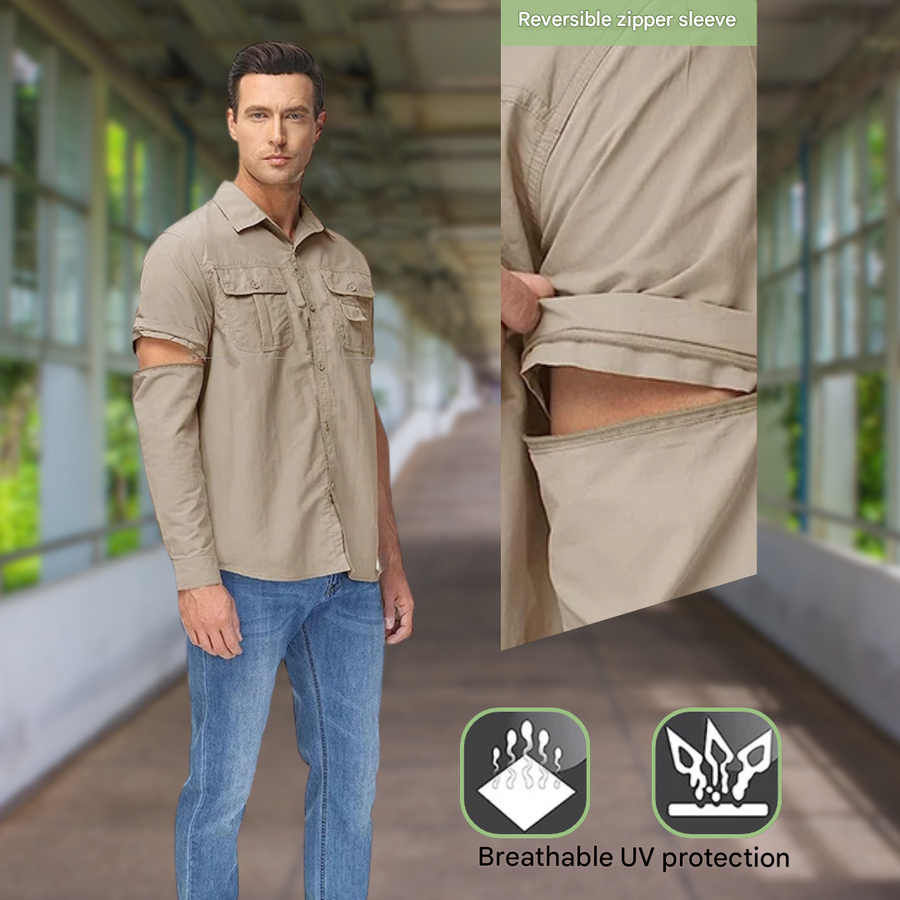 Men's Outdoor Shirt Zip Off Sleeves Quick-Drying UV-Protection – product view 11 | Buffalo Gears