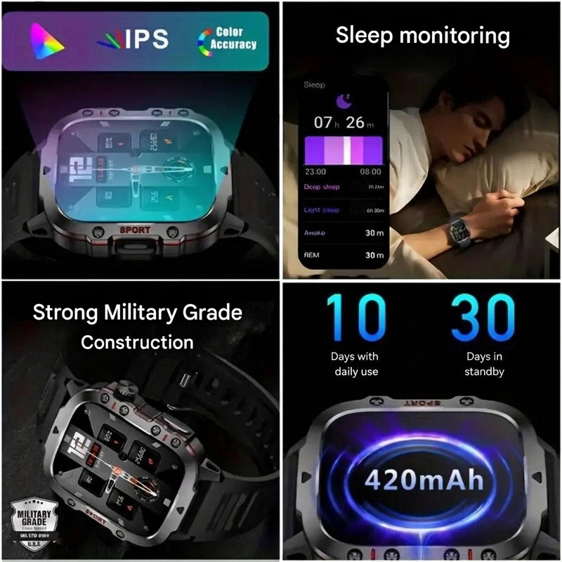 Men's Sports Smartwatch IP68 Weather-Resistant Fitness Tracker Watch – product view 3 | Buffalo Gears
