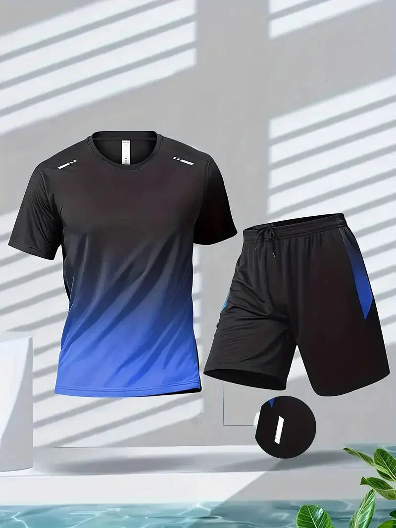Men's Two-Piece Sports Set Quick-Drying Workout T Shirt and Shorts – product view 2 | Buffalo Gears