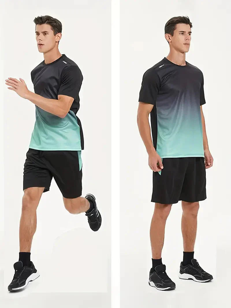 Men's Two-Piece Sports Set Quick-Drying Workout T Shirt and Shorts – product view 5 | Buffalo Gears