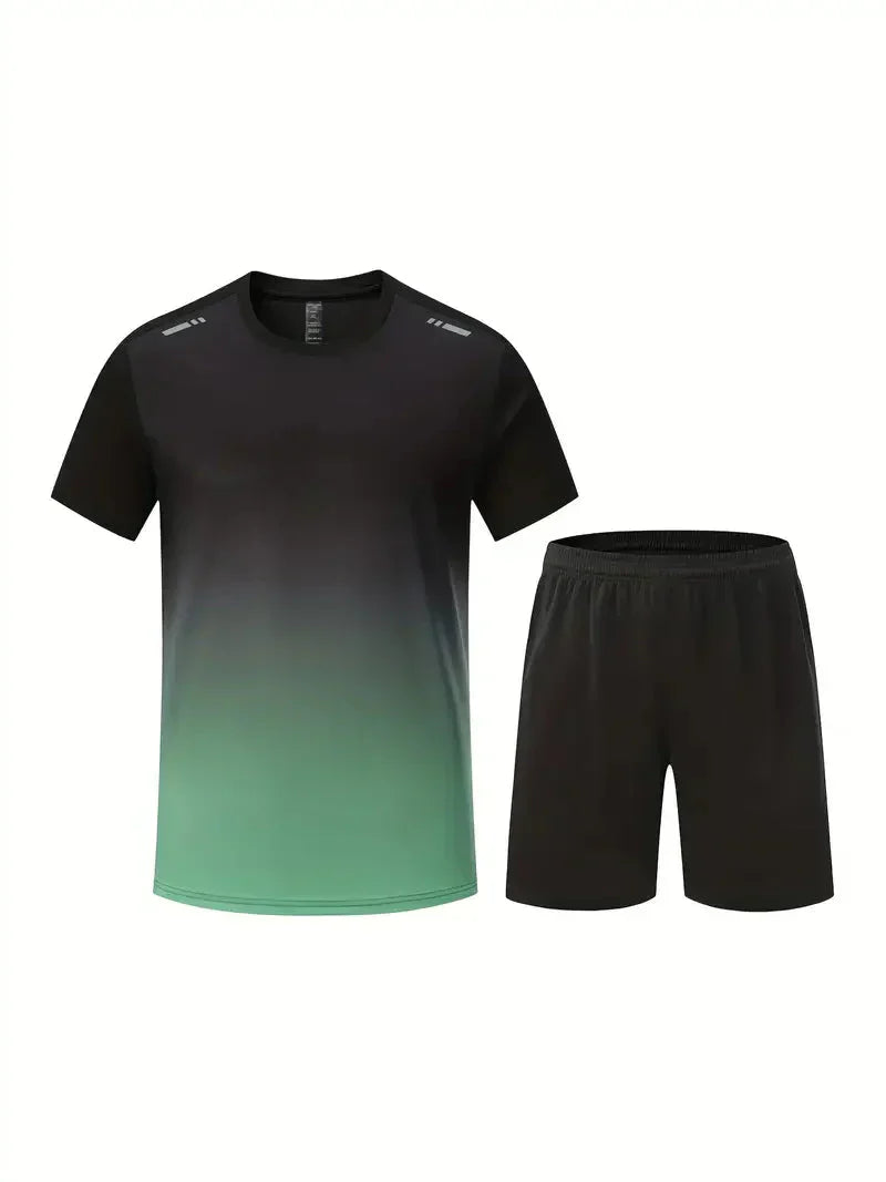 Men's Two-Piece Sports Set Quick-Drying Workout T Shirt and Shorts – product view 7 | Buffalo Gears