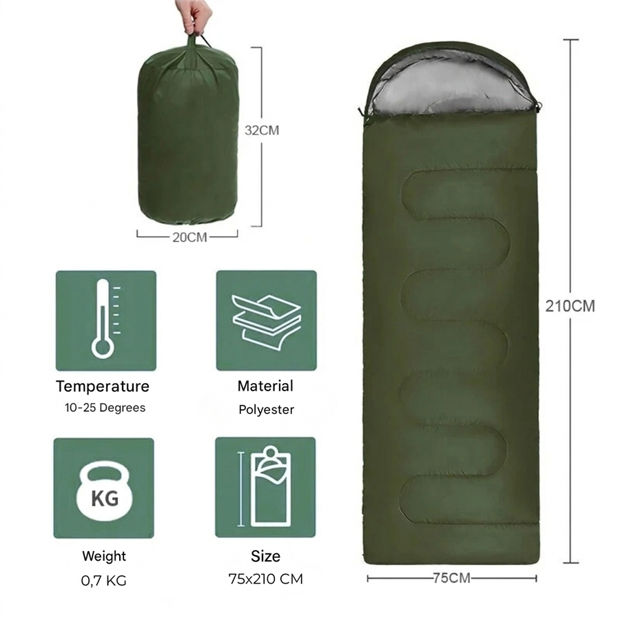 Outdoor Sleeping Bag Lightweight Camping 10-25C Compact – product view 2 | Buffalo Gears
